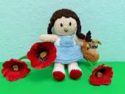 Crocheted Handmade Wizard of Oz Dorothy and Toto Doll L. Frank Baum Adorable