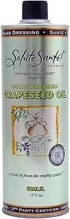 Cold Pressed Grapeseed Oil by Salute Sante! High Temperature Cooking, Healthy Grape Seed Oil, Non-GMO and Kosher for Salad Dressings, Marinades and Dips, Vegan, 500 Milliliter