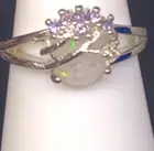 SS925 Australian Fire White Opal & Tree Branches With Purple Amethyst Ring