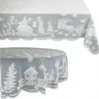 Christmas Lace Tablecloth White Round Rectangle Dinner Table Cover Decoration