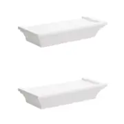 2-Pc Small White Floating Shelf PVC Plastic and Hanging Hardware Holds 5 lbs 9x4