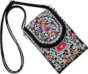 [QBNOVA] Crossbody Bag, Mobile Phone Bag, Ethnic Style Embroidered Bag, Wallet, Mobile Phone And Change Home, Suitable For Travel Home, Suitable For Travel
