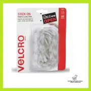VELCRO® Brand 22mm White Stick Hook And Loop On Dots - 40 Pack- Adhesive Backed