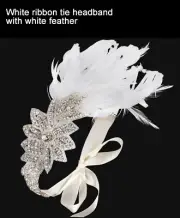 1920s Headband Feather White Wedding Bridal Great Gatsby 20s Flapper Headpiece
