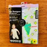 Bonds Baby White Green Christmas Tree Star Zip Romper Wondersuit Size 1 BNIP