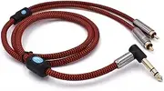 Stereo 6.35mm to Dual RCA HiFi Audio Cable Compatible with Mixer Console AMP Angled 1/4" TRS Jack to 2 RCA Shielded Cable 1M 2M 3M 5M 8M 10M(150cm)