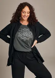 [Taking Shape] Taking Shape Active Asymmetric Hem Jacket Size 20 in Black, Cotton - Plus Size Women's Clothing Black
