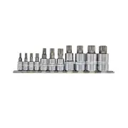 11 Pcs of PK Tool 1/4" & 3/8" & 1/2" Drive Spline Bit Socket Set - S2 Steel Cr-V