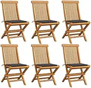 Garden Chairs with Anthracite Cushions 6 pcs Solid Teak Wood Patio Chair