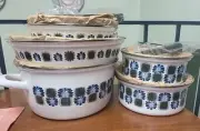 VTG AUSTRIA EMAIL Blue enamel Cookware 10 pcs set, 1.5, 2 Qt Saucepan. NEW!