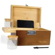 Bamboo Storage Decoration Box with Combination Lock Includes Tray for Brown