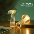 Cordless LED Table Lamp Battery Operated Clear Mushroom Night Light Bedroom Deco