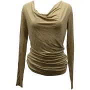 Donna Karan Long-Sleeve Top With Cowl Neckline In Modal Women Brown S