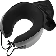 ULTECHNOVO Hooded Neck Pillow Memory Foam Travel Pillow with Strap for Airplane Office and Road Trips Convenient Storage Hat Design for Comfort and Support