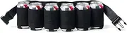 Beer Belt Holster, Beer Soda Bottle Belt Holder for Men, Drink Can Holder, Adjustable Waist Pack Bag, Holds 6 Cans, Perfect for Parties, Picnics, Hiking (Black)