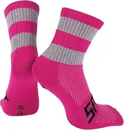 [X AUTOHAUX] Cycling Socks Anti-Friction m Outdoor Bike Socks Rose Red,Grey Unsex 1 Pair Color Matching Reflective
