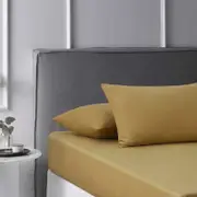 Accessorize Bedroom Collection Double Light Brown Pecan Washed Cotton Fitted Sheet Set