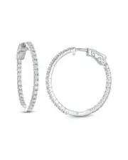 Forever Creations 14K 0.70 ct. tw. Diamond Inside and Out Hoops