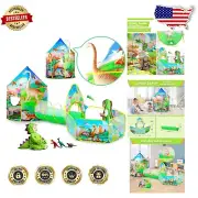Kids Dinosaur Tent with Crawl Tunnel & Ball Pit - Safe Playhouse for Toddlers