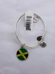 Alex and Ani Jamaica Flag Silver Enamel Charm Bangle Bracelet, New. Free Ship