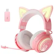 SOMIC GS510 Wireless Cat Ear Headset Pink RGB 7.1 Mic PS5 PC Xbox (Wired Only)
