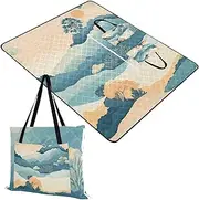 Yoogain Outdoor Play Mat Waterproof Party Portable Picnic Blanket for Outdoorsy People Summer Gift Nature Hillside Light Colors 60x80in