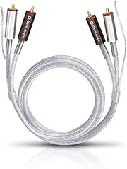 Oehlbach Silver Express Plus 50 - Premium Stereo Phono RCA Cable Set for Turntable & Amplifier - SPOFC & Double Shielding - 0.50 m - Silver