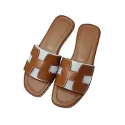 Womens Summer Beach Flat Sandals Female Slippers Outdoor Wedge Sandals Plus Size EU 43 BROWN