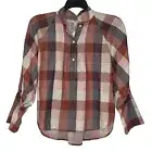 Joie Plaid Womens Top Size XS Oversized Cider Dia Puffy Sleeves Button Front NWT