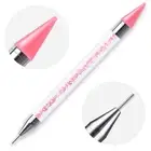 Dual Heads Dotting Wax Pen Point Drill Picker Nail Art Studs Dotter (Pink)