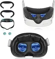 2-Pack Sweat-Proof PU Leather & Ice Silk Cotton VR Face Cushion for Meta Quest 3S – Comfortable Replacement Face Pad & Interface for Oculus Quest 3S Face Bracket (Not Compatible with Quest 3)