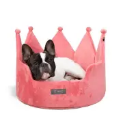 Royal Pink Crown Pet Bed For Small Dogs And Cats Soft Micro Plush Mat