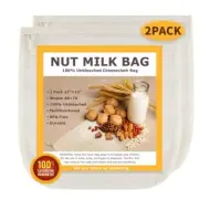 Nut Milk Bags All Natural Cheesecloth Bags 12"x12" 2 Pack 100% Unbleached Cot...