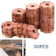 30PCS Natural Cedar Wood Rings Drawer Wardrobe Clothes Freshener Anti Moth Tool