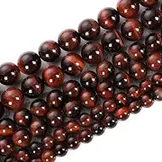 [Generic] 45pcs 6mm Top AAA Natural Stone Beads, Red Color Tiger Eye Crystal Gemstone/Smooth Round Loose Beads for Jewelry Making (Bracelet,Necklace, Earrings)