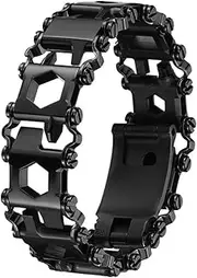 [PTLYE] 29 in 1 Multi Tool Bracelets Stainless Steel Men Outdoor Survival Bracelet Hand Tools Kit Watch for Garmin 22mm 26mm /for Samsung 20mm 22mm Strap Accessories(25mm Black)