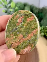 Natural Unakite Jasper Palm Stone Rock Crystal Healing Reiki Polished Worry Ston