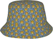 [HVTTIOR] Lion Lions Head Lion Kids Blue Print Fishing Hat Unisex Bucket Hat Crown for Summer Beach Fishing and Outdoor Activities, Black, One Size