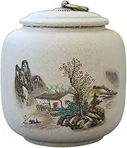 Tea caddy tin Tea Caddy Light Luxury Rough Ceramic Tea Canister Ceramic Storage Canister Multifunctional Sealing Jar Household Black Tea Green Tea Jar Tea Canister (C)(Color:C)