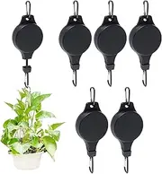JIAYUYUARPY 6 Pack Retractable Plant Pulley, Plant Hook, Adjustable Hanging Flower Basket Hook Hanger for Garden Hanging Basket Pots and Bird Feeder(Black)