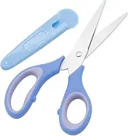 Scissors for School,Stainless Children Crafting Shears - School Supplies Shears Art Craft Supplies Rounded Tip Scissor with Cover for Student Blue