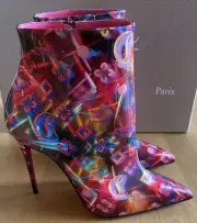 Christian Louboutin SO KATE BOOTY 100 Disco Laser Patent Boots Heels Bootie $995