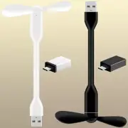 Portable Flexible USB Mini Fan For Power Laptop Adjustable With Type-C Adapter