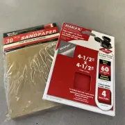 Sandpaper Lot - Diablo Sand Sheets 1/4 4.5" x 4.5” Palm Sander 4 1/2”x5” 30 Pc