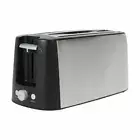 4 Slice Long Slot Stainless Steel Toaster Browning Reheat Breakfast Kitchen Set