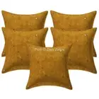 Boho Cushion Covers Khaki 16x16 Embroidered Cotton Mirrored Throw Pillow Covers