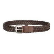 Ben Sherman Men's Woven Braided Leather Fashion Waist Casual Belt Brown