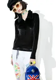 Vintage Velvet Fur Collar Top