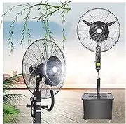 Outdoor Patio Fans, Industrial Pedestal Fan, Standing Misting Fan Floor Fan,Blowing + Water Mist Cooling，Fogging Range Over 3.1m, Cooling 4-12°, 3 Speeds, 10 Gallon Tank(Adjustable,750mm (30in))
