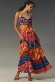 Farm Rio x Anthropologie Button-Front Tiered Maxi Dress Medium NWT